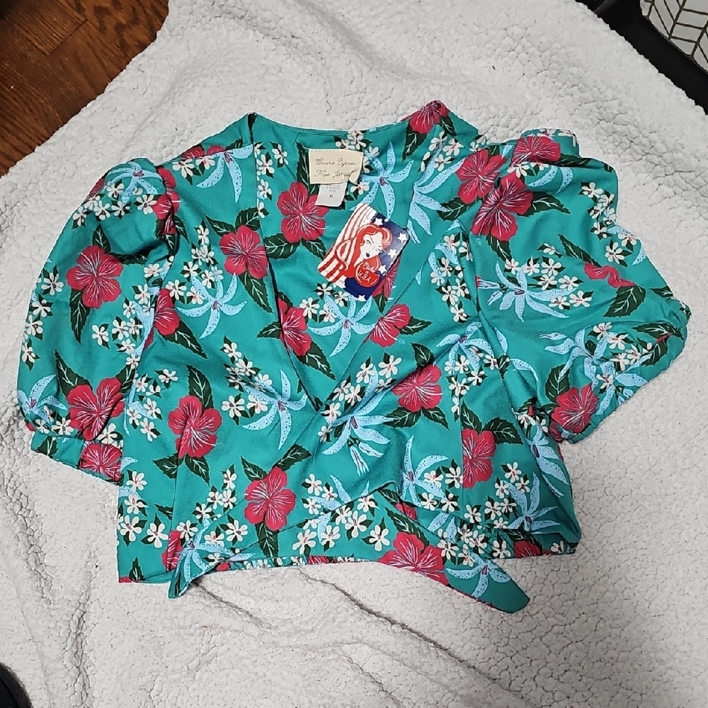 Pinup Girl Hibiscus Tie Top